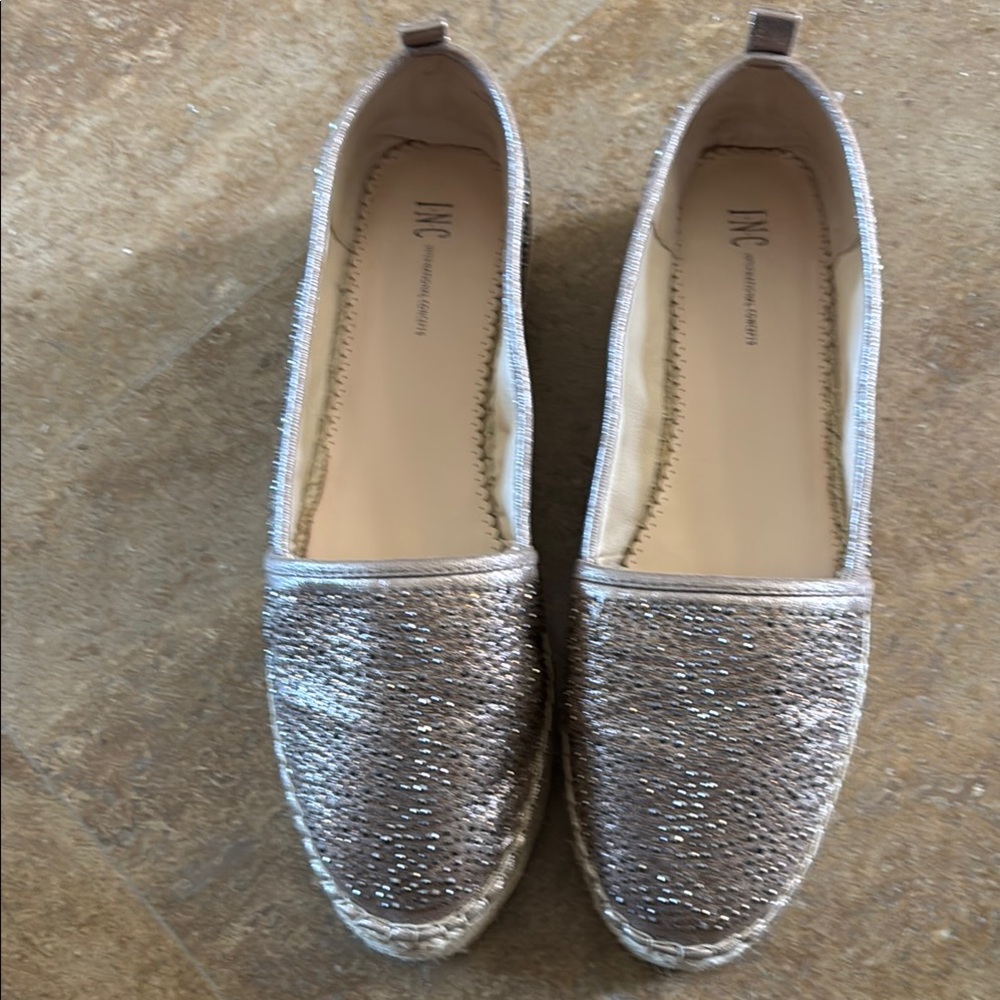 INC International Concepts Women's Sparkling Slip-On Shoes - Silver